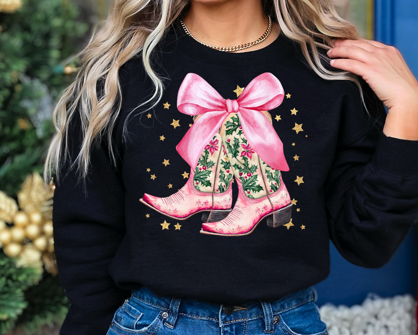 You Just found the cutest Christmas sweatshirt for the holiday season! This cozy Cowgirl Boots Christmas Sweatshirt is perfect for kids and adult or a mommy and me matching Christmas sweatshirt