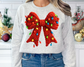 You Just found the cutest Christmas sweatshirt for the holiday season! This cozy Red Faux Yarn Bow with Lights Christmas Sweatshirt is perfect for kids and adult or a mommy and me matching Christmas sweatshirt