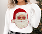 Faux Pearl Santa in Sunglasses Christmas Sweatshirt