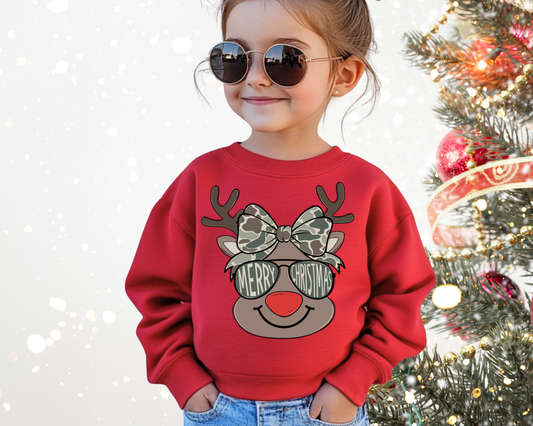 You Just found the cutest Christmas sweatshirt for the holiday season! This cozy Girl Camo Reindeer Christmas Sweatshirt is perfect for kids and adult or a mommy and me matching Christmas sweatshirt
