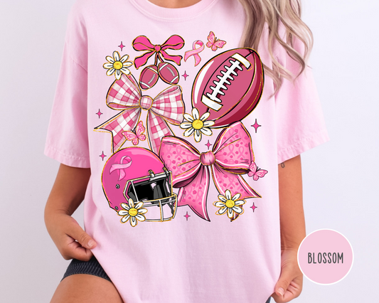 Pink Out Breast Cancer Awareness Football T-Shirt