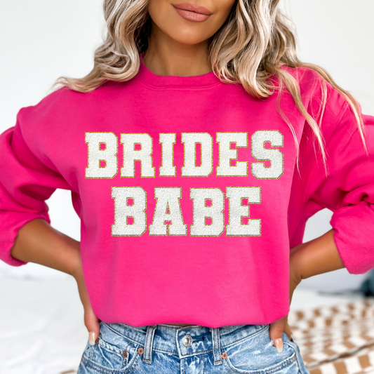 Brides Babe Sweatshirt White Chenille Letters